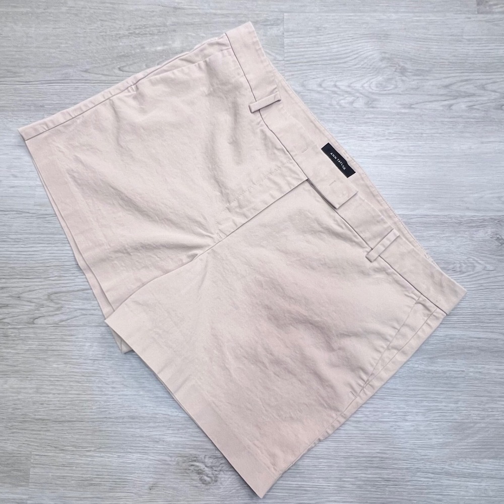 Ann Taylor Tan Beige Chino Shorts Womens 14 Cotton Stretch Mid Rise 388799